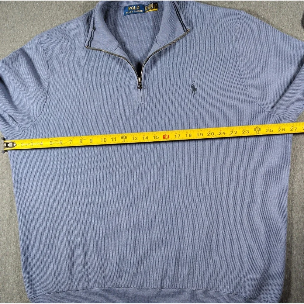 POLO Ralph Lauren Sweater Mens XXL TG 1/4 Zip PIMA Cotton Pullover Waffle Knit